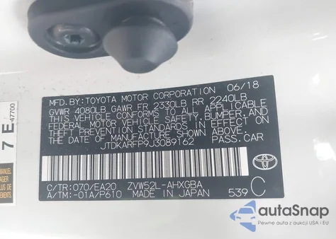 2018 Toyota Prius Prime from USA, damaged, VIN JTDKARFP9J3089162